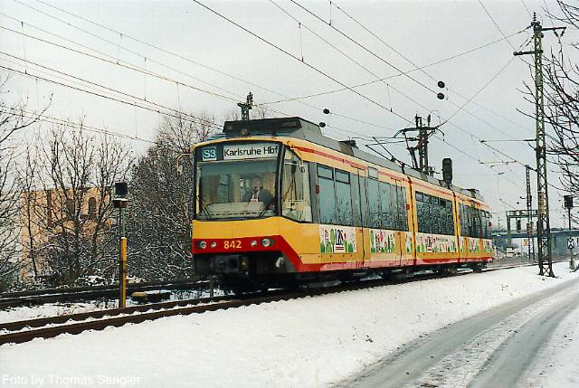 TramTrain in the snow in Germany