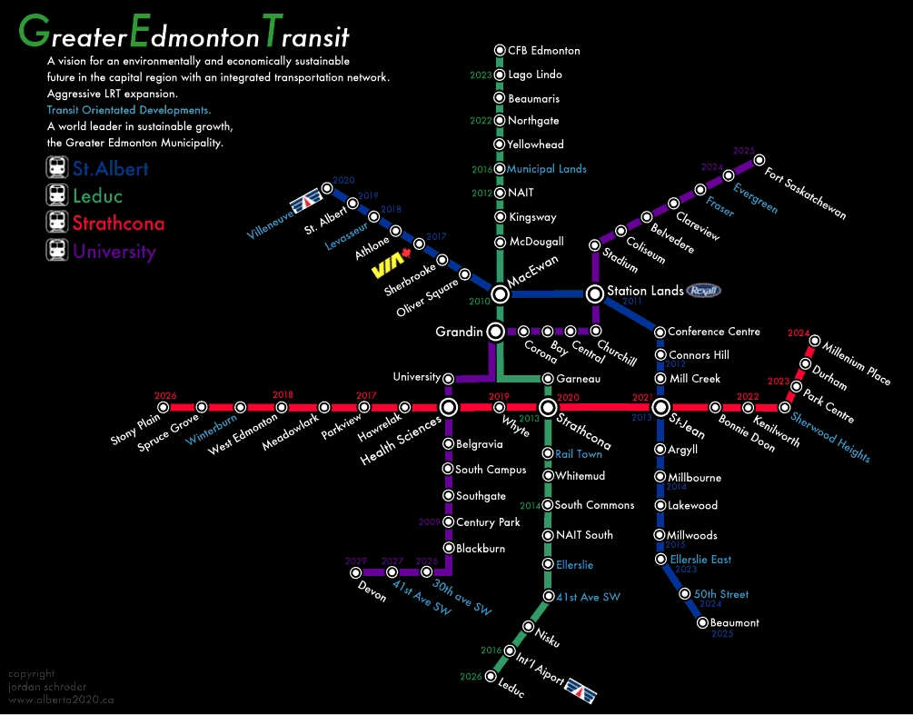 Edmonton's envisioned light rail network. Does TransLink have the the same vision?