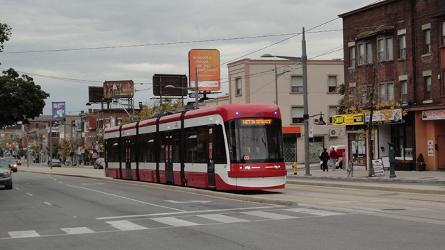 A modern modular tram on St.Clair