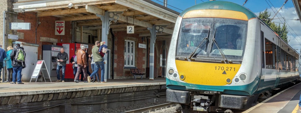 Class 170 train at Stowmarket station