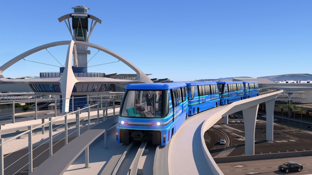 Bombardier's SkyTrain, a ruber tired people mover system.