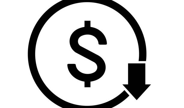 Cost reduction icon. Vector symbol image