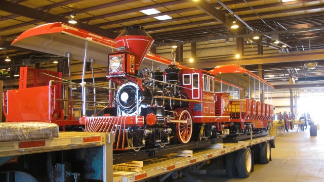 A C.P. Huntington Train, made by Chance Rides, being shipped to a customer.