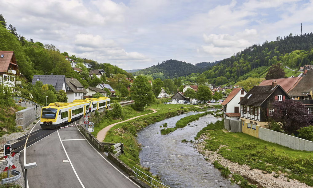 Classic German regional railway in the Black Forest.